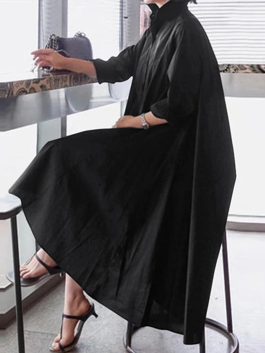 VONDA White Dress Woman Sexy Turn-down Collar Asymmetrical Party Dress Office Ladies Sundress Vestido Robe Women Casual - Women Dress For Work