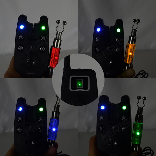 Wireless fishing bite alarm 1+4 set with 4pcs illuminated swinger in EVA case for carp fishing B1203S - Sports Accessory