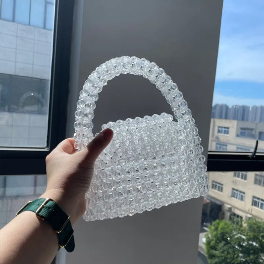 Customized Bead Bag Green Hand-woven Celebrity Handbags Top-handle Unique Design Ladies Party women handbags