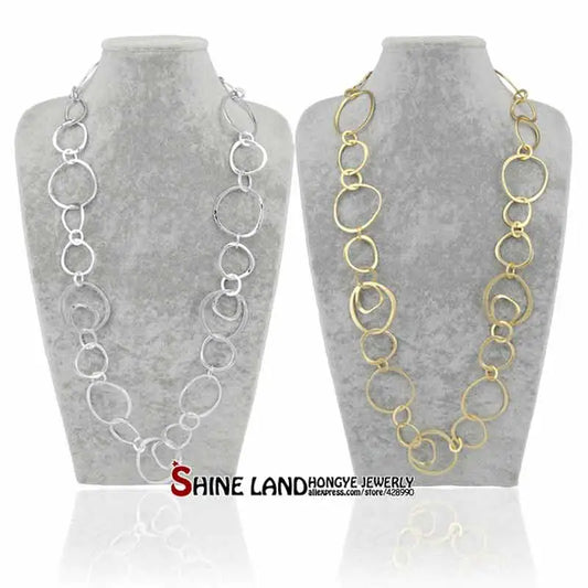 Shineland 2023 New Fashion Exaggerated Charms Long Chains Metal Necklace Luxury Jewelry for Women Statement Punk Bijoux Gift - Women Jewellery - Girl Jewellery