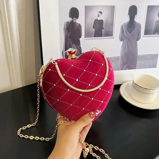 Heart Shape Womens Red Wedding New Woman Evening Party Hand Bags Cute Chain Crossbody Bags Heart Shaped Bag women purse