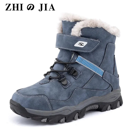 High-Quality Winter Snow Boots Platform Warm Cotton Leather Autumn Waterproof Kids Footwear Boys Shoes