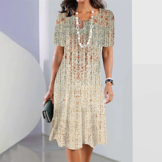 3D Flower Print Woman Dress Summer Loose Party Skirts Fashion Sexy Ladies Sandy Beach Long Knee Dress Women Casual - Women Plus Size Clothing - Women Prom