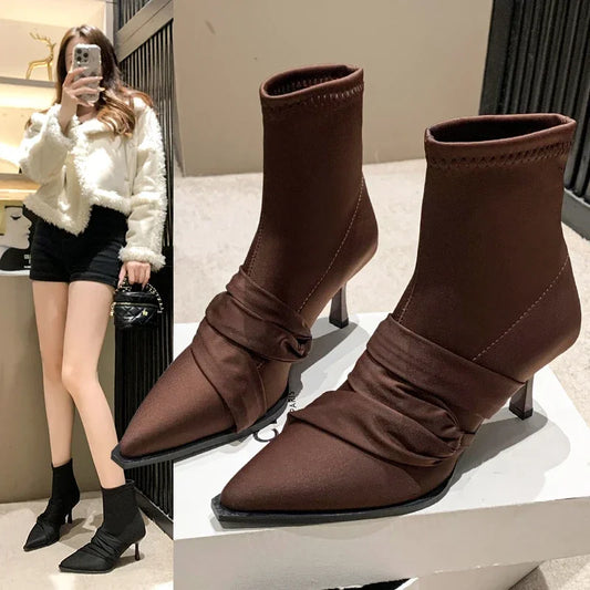 Ankle Boots for Winter New Pointed Toe Women's Boots Elegant Simple Female Formal Shoes Sexy Thin Heels Modern Boots Women Shoe