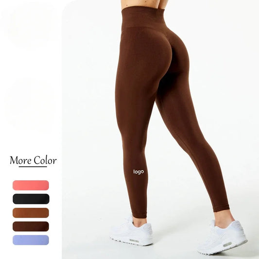 Yoga Pants Stretchy Workout Fitness Tights High Waist Gym Sport Leggings Running Squat Proof Sportswear Brown women legging