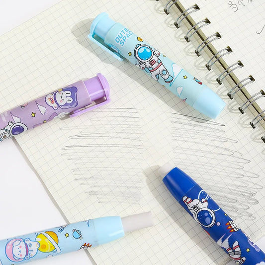 Kawaii Space Travel Astronaut Press Type Soft Rubber Eraser Kawaii for Students Cool Prizes Stationery School Office Supplies
