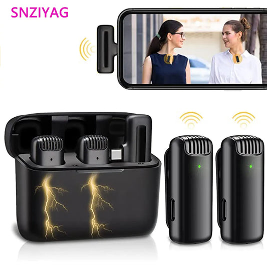 Wireless Microphone Charging Case Mic Portable Audio Video Recording for iPhone Android Camera Notebook Live Gaming Mic Electronics - Home Audio - Cell Accessories