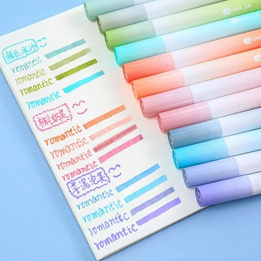 1/2/4PCS Highlighter Pen Oblique Head Gradient Color Marker Office Stationery for Writing Painting Line Drawing School Supplies