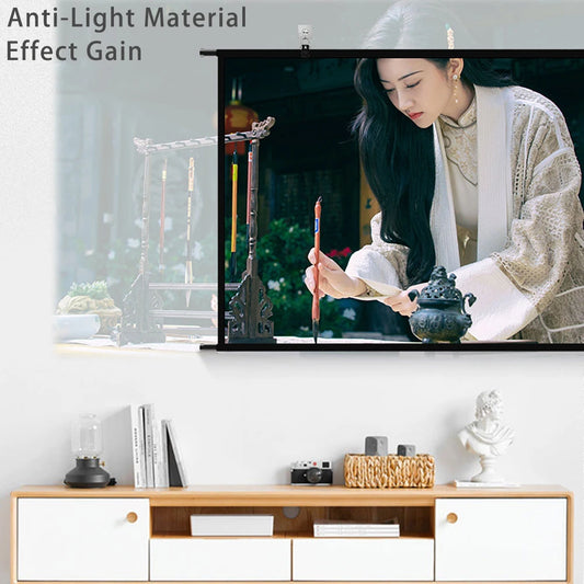 LEJIADA Projector Screen Wall Mounted 60 84 100 inch Metal Grey Anti-Light Reflective Projection Screen for Outdoor Home Theatre - Electronic Accessories Appliances