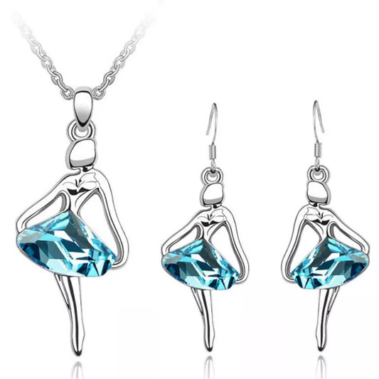Bal set dancing angle girl Crystal Pendant Fashion Jewelry set Necklace Earrings - Women Jewellery - Girl Jewellery - Women Accessory - Girl Accessory