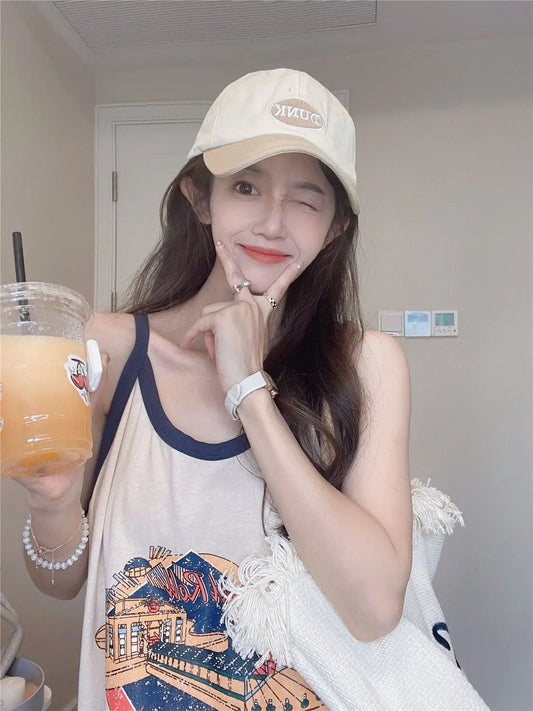 Student Summer Cute Pajamas Nightdress Woman Sexy Sleeveless Home Clothing Female Comfortable Casual Printed Homedress Nighties women cloth