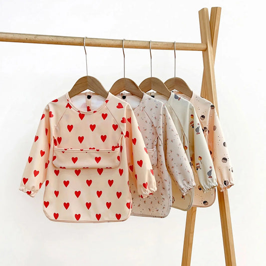 Painting Smock Baby's Meal Eating Apron Child Soft Waterproof Bib with Long Sleeves Kid Adjustable Feeding cloth Newborn - girl cloth - Baby Girls