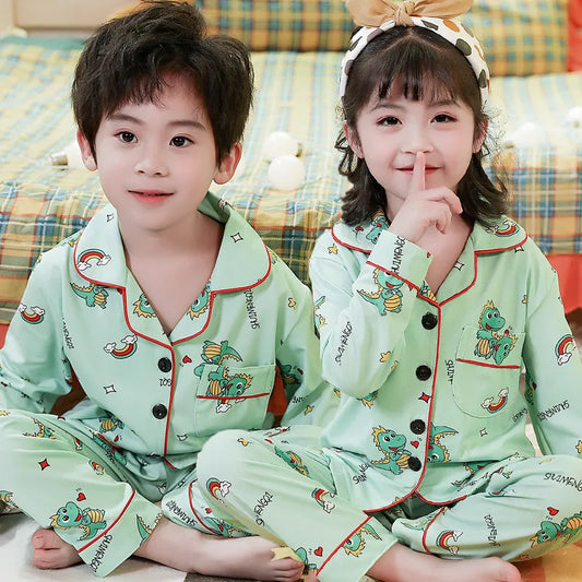 Teen Pajamas Kids Pajamas Satin Long Sleeves Girls Boys Night Suits for Kids Clothing Sets Boys Sleepwear - Girls Sleepwear