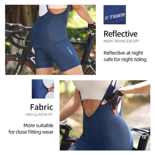 X-Tiger Woman Pro Cycling Bib Shorts Summer Laika MTB Road Bicycle Shorts Women's Cycling Suspenders With ST-MULTI cushion women short