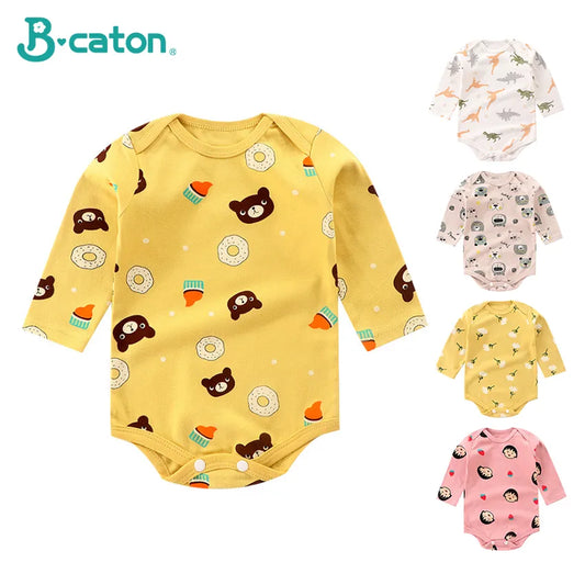 Cotton Romper Boys Cute Cartoon Animal Stripe for Kids Long Sleeve Autumn Rompers Jumpsuit Outfits Newborn - girl cloth - Baby Girls