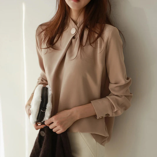 Blouses Long Sleeve Chiffon Blouse Shirt Fashion Women Blouse Office Shirt Blusas Clothes A518 women tops - women short - women dress for work