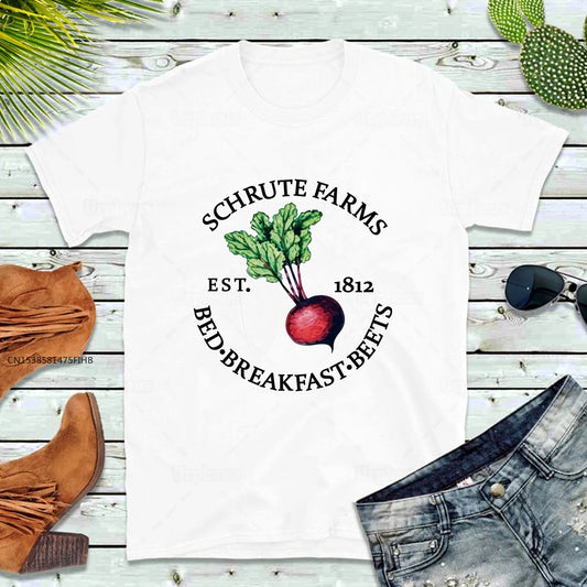 Schrute Farms Tshirt The Office Inspired Aesthetic Dwight Schrute Shirt For Woman Harajuku Popular Top Soft Premium girl short