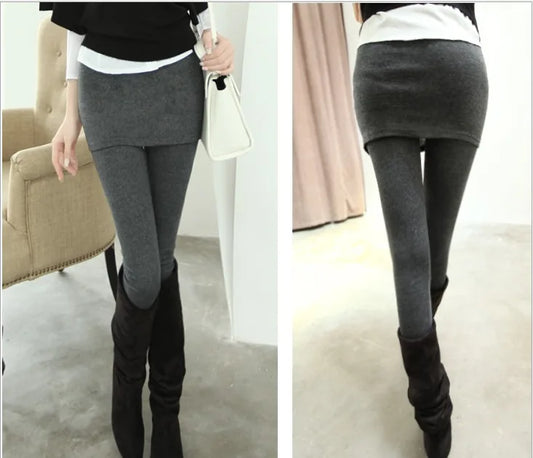Spring Autumn New Fashion Korean Bottom Pants Breathable Fitness Female Skirts Fake One Pleated Bottom Pant Winter Women Legging