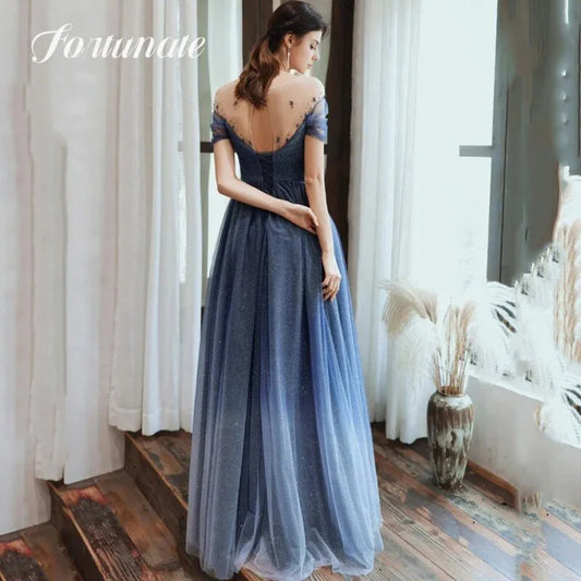 Sparkly Sweetheart Dress Woman Off The Shoulder A-Line Illusion Tulle Graduation Formal Party Gown Homecoming Floor-Length women prom - women contemporary