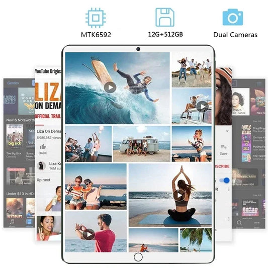 New Android 12.0 Global Version Original 12G+512GB 10.1 Inch 8600mAh PC 5G Dual SIM Card Wifi Tab Computers