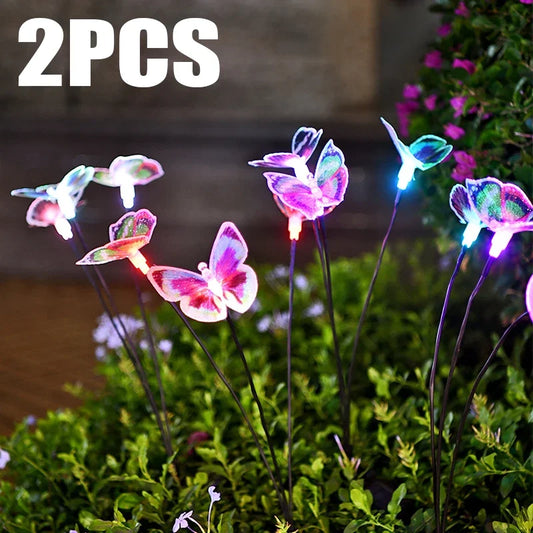 2/1pcs Solar Butterfly Lights Outdoor Waterproof 6LED Garden Decor Lighting Landscape Light Sunlight Powered Lamp Patio Lawn