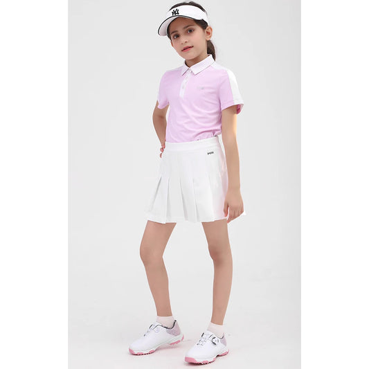 PGM Girl Golf Kids Badminton Table Tennis Short High Waist Pleated Golf Clothing Fitness Running Wear QZ069 Girl Skort