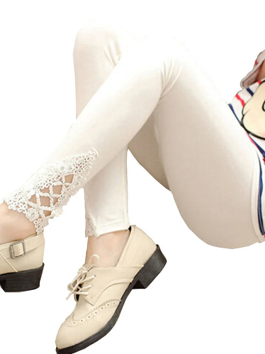 CHSDCSI Sexy Lace Fitness Leggins Woman Leggings mujer Diamond Elastic High Waist Pant Casual Pants White Black women legging