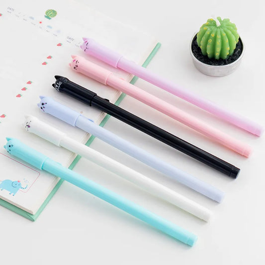 1pc Creative Stationery Student Pen Cute Cat Gel Pen 0.5mm Full Needle Black Ink Pen Office Supplies