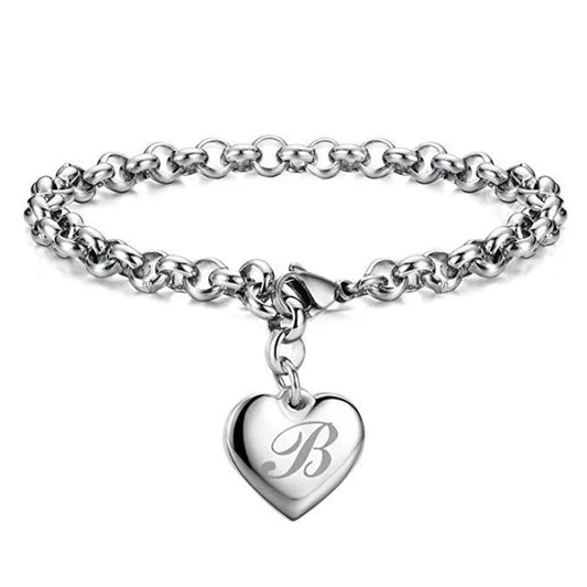 New 925 Sterling silver noble Heart 26 Letters chain Bracelets Fashion Designer wedding women jewellery