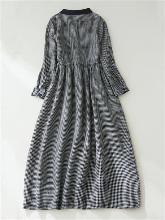 Patchwork Fashion Black White Plaid Autumn Dresses Office Lady Work Dress Japanese Style Women Spring Casual Long Clothing Women Dress For Work