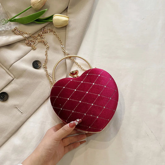 Heart Shape Womens Red Wedding New Woman Evening Party Hand Bags Cute Chain Crossbody Bags Heart Shaped Bag women purse