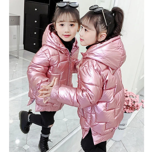 Winter Teen Kids Parka Snowsuit Fashion Bright Waterproof Outerwear Children Clothing 4 6 8 10 12 14 Years girl jacket