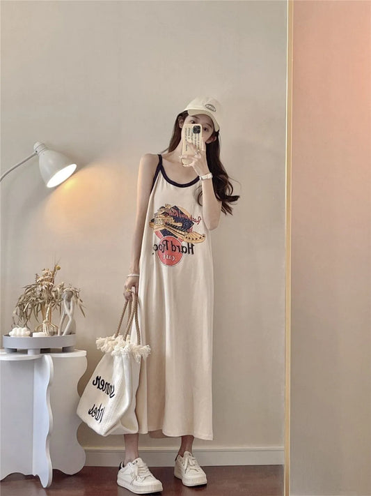 Student Summer Cute Pajamas Nightdress Woman Sexy Sleeveless Home Clothing Female Comfortable Casual Printed Homedress Nighties women cloth