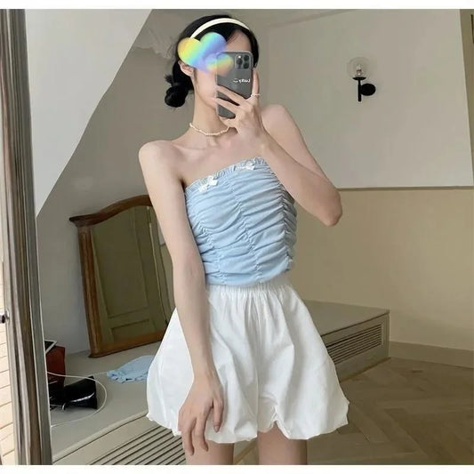 Summer Women Sweet And Salty Girl Flower Bud Lantern Pumpkin Short Pants New Loose A-line Skirt Bubble Pants girls short