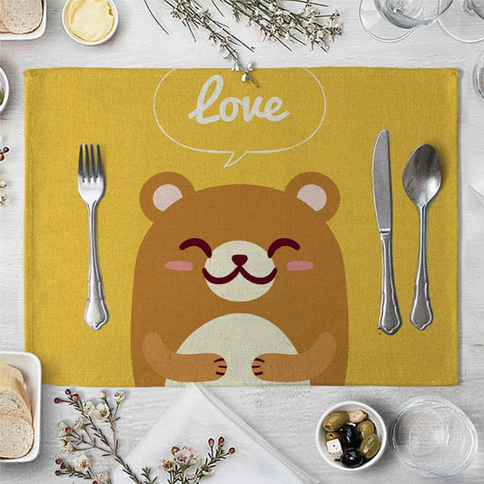 Cute Animal Childish Pattern Placemat Decor Cotton Linen Table Mats Coaster Pad Bowl Coffee Cup Tablecloth Dining - Decoration - Smart Home