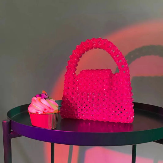 Customized Bead Bag Green Hand-woven Celebrity Handbags Top-handle Unique Design Ladies Party women handbags