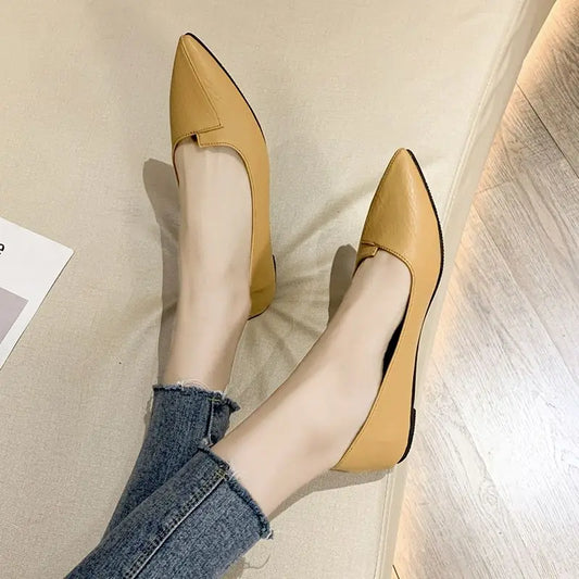 Ladies Summer Footwear Flats Shoes for Moccasins Formal Flat Yellow Pointed Toe Lastest Chic and Elegant E Slip Women Shoe