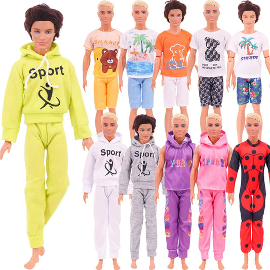 Multicolor 1 Set Of Sportswear Doll Clothes Casual Outfits For 30cm Ken Doll Boy T-shirt+Shorts Beach Prince Ken Clothes Boys Clothing - Boys Short - Boys Shirt