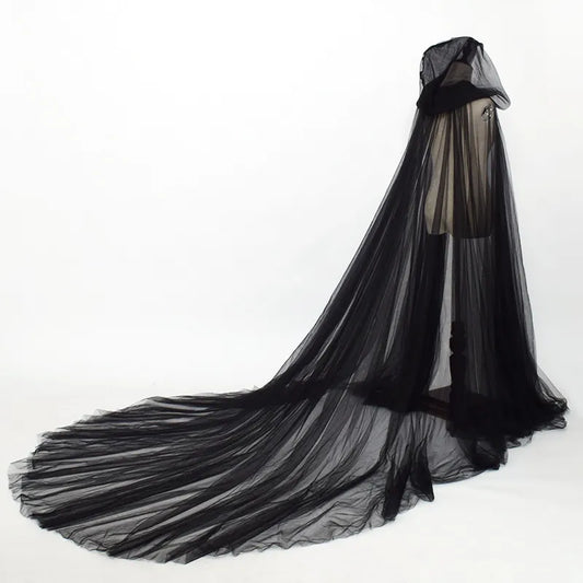 Summer Wedding cape wedding cloak Bride shawl Women Hood Tulle Cape Maxi Soft Mesh Cloak coat adult Bridal Wrap Women Vests