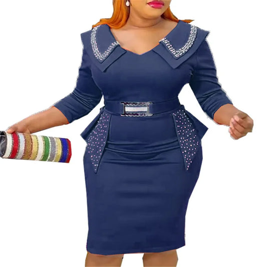 3XL 4XL Plus Size Dresses For Woman Turkey African Bodycon Office Ladies Dress Party Gown Ankara Dashiki Outfits Clothes Women Dress For Work - Women Plus Size Clothing