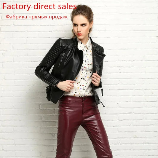 100% Real Sheepskin Coat Jacket Female Genuine Leather Jacket Slim Jackets Outerwear jaqueta feminina couro women shorts
