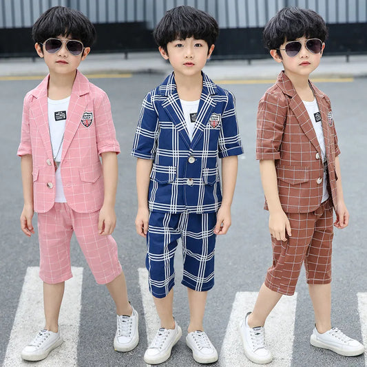 Boys Autumn New Gentleman Suit Jacket + Shirt + Pants 3 Pieces Coat Long Sleeve Top Cardigan Fashion Set Boys Shirt - Boys Clothing
