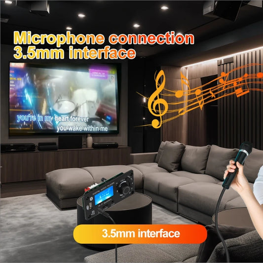 Bluetooth 5.0 Digital Player Microphone DC LCD Decoder Board FM Radio USB AUX for Car Home Audio