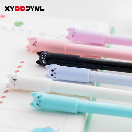 1pc Creative Stationery Student Pen Cute Cat Gel Pen 0.5mm Full Needle Black Ink Pen Office Supplies