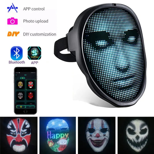 Bluetooth APP Control Smart LED Face Masks Programmable Change Face DIY Photos For Party Display LED Light Mask For Halloween - Beauty Accessory - Women Accessory