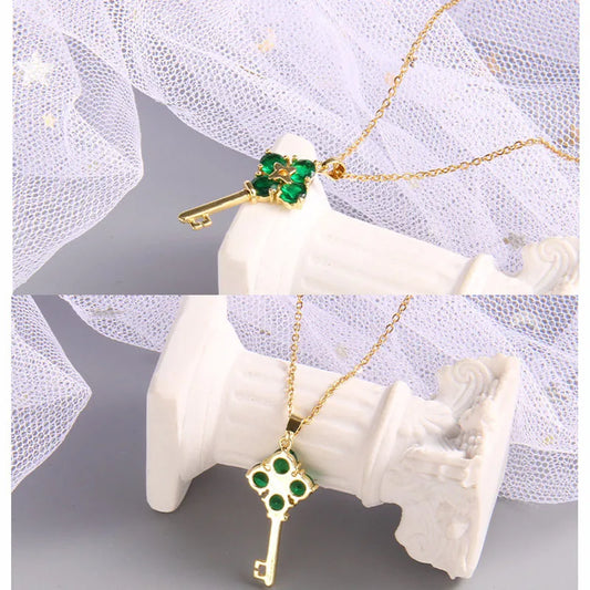 Luxury Design Heart Key Zircon Pendant Stainless Steel Choker Collar Party Gifts women jewellery