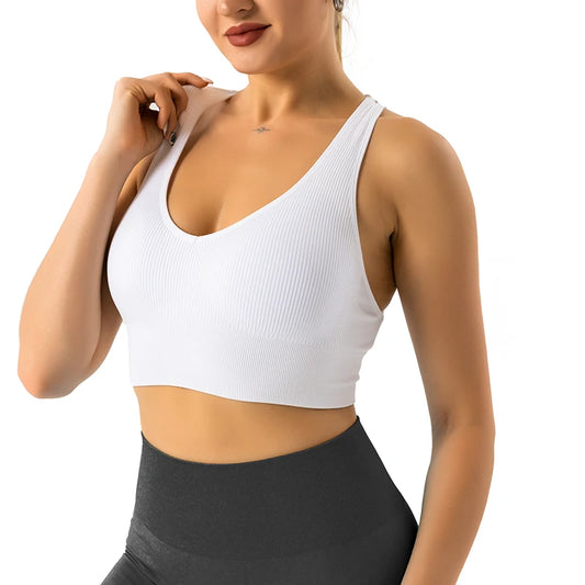 NVGTN Galaxy Ribbed Seamless Bra Spandex Top Woman Fitness Elastic Breathable Breast Enhancement Leisure Sports Women Tops & Tees