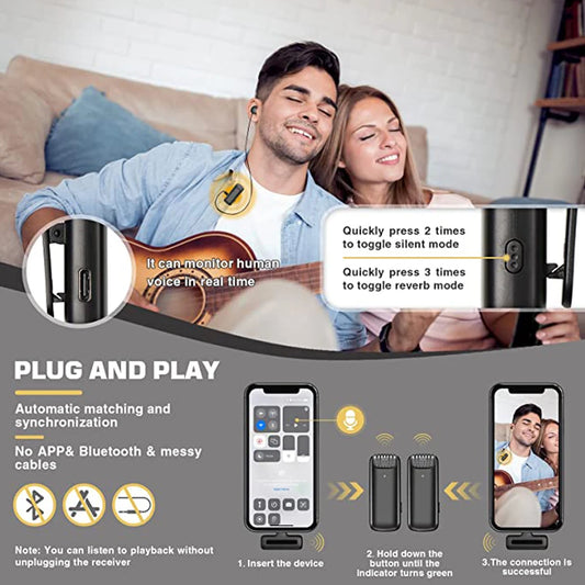 Wireless Microphone Charging Case Mic Portable Audio Video Recording for iPhone Android Camera Notebook Live Gaming Mic Electronics - Home Audio - Cell Accessories