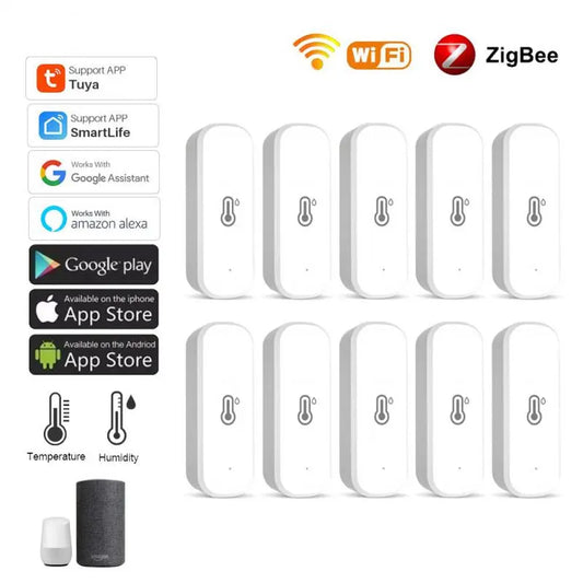 1/10PCS Zigbee 3.0 Wifi Temperature Humidity Sensor Tuya Smart Life Thermometer Hygrometer Detector Work With Alexa Google Smart Home - Electronics