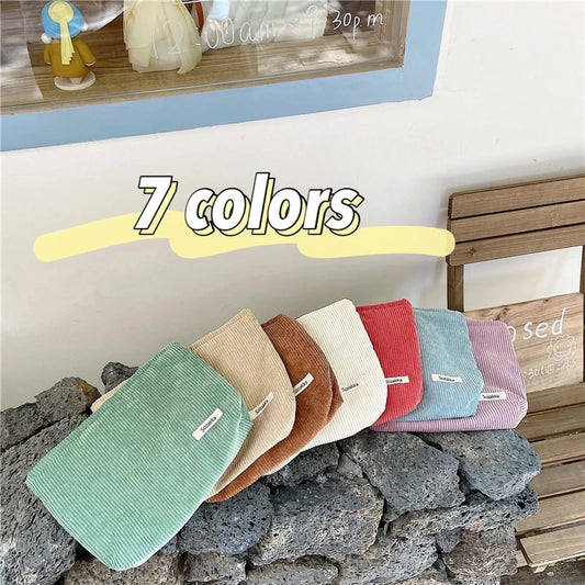 Corduroy Cotton Makeup Pouch Travel Bag Lipstick Organizer Cases Fashion Zipper Clutch Phone women purse